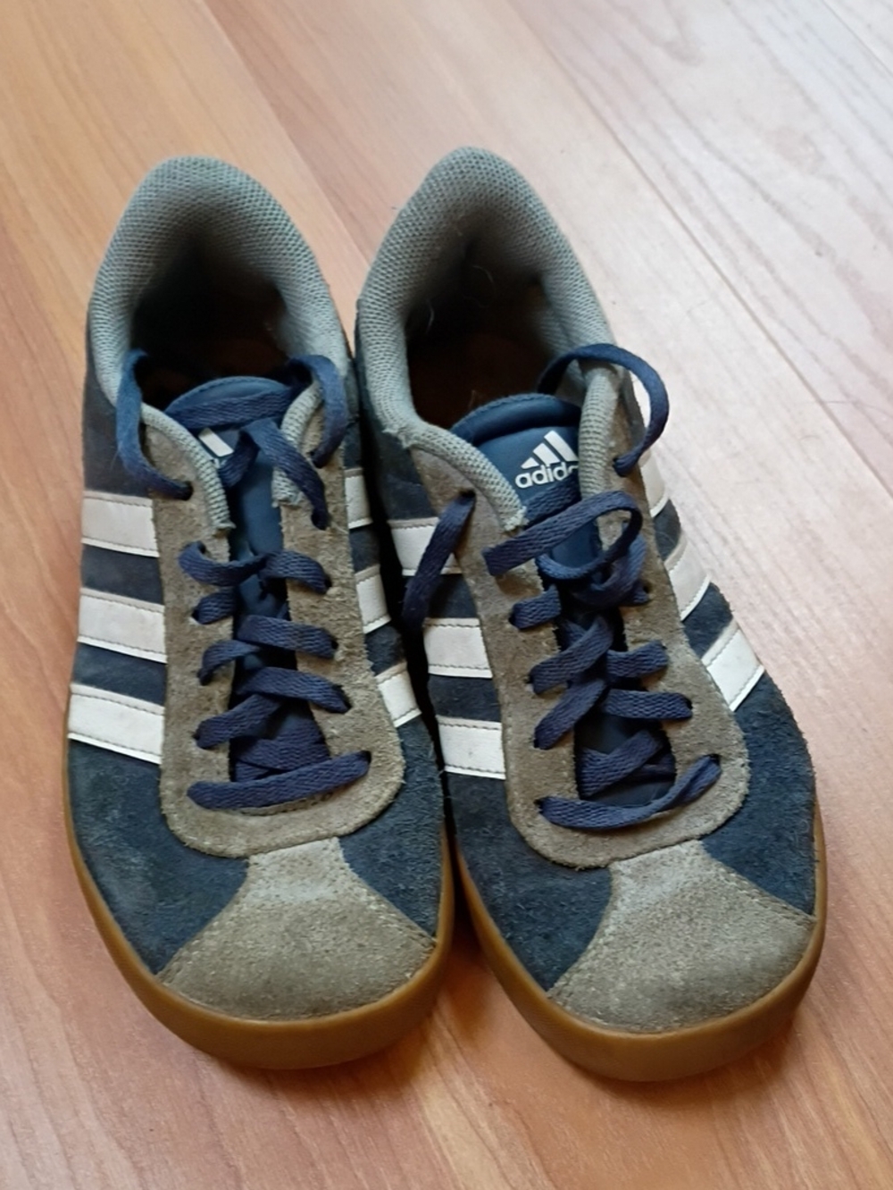 adidas Kids Navy, Gray & White Suede Low-Top Sneakers